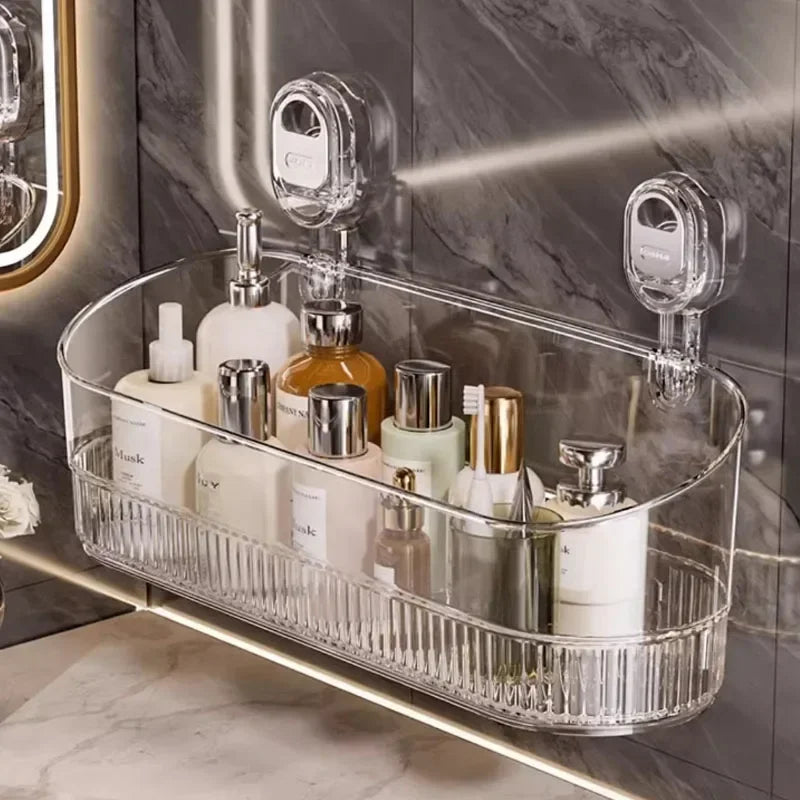 Versatile Wall-Mounted Storage Organizer with Suction Cups