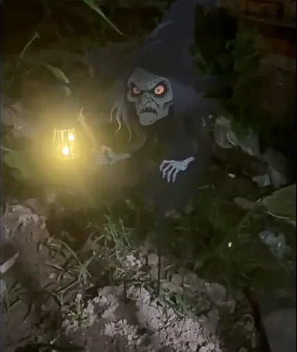 Illuminated Witch Garden Sculpture for Halloween Festivities