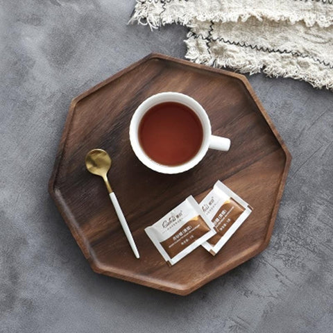 Geometric Wooden Platter – Artisan Crafted Elegance