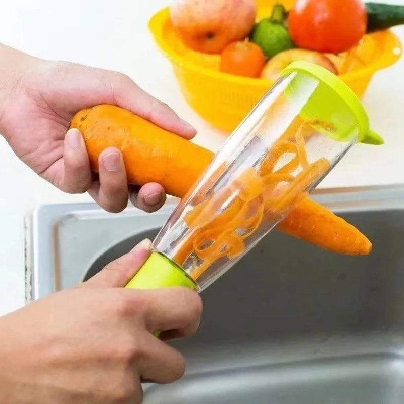 Versatile Fruit and Vegetable Peeler with Integrated Storage