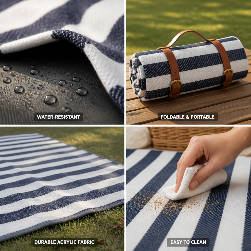 Peva-Backed Foldable Rectangular Picnic Blanket