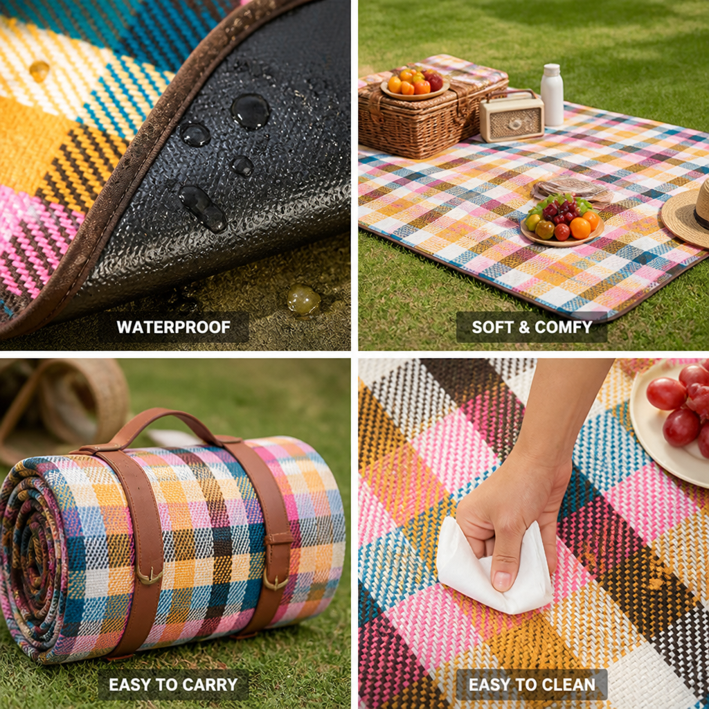 Foldable Outdoor Picnic Blanket (Waterproof Backing)