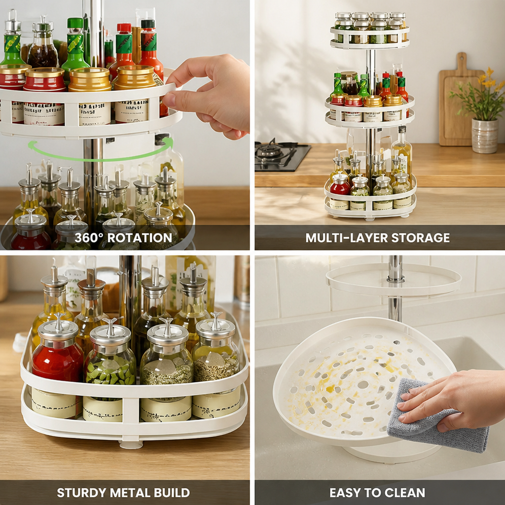 Metal Multi-Layer Kitchen Organizer (360° Rotating)