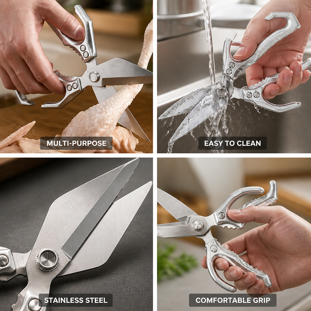 Stainless Steel Kitchen Scissors with Textured Handle