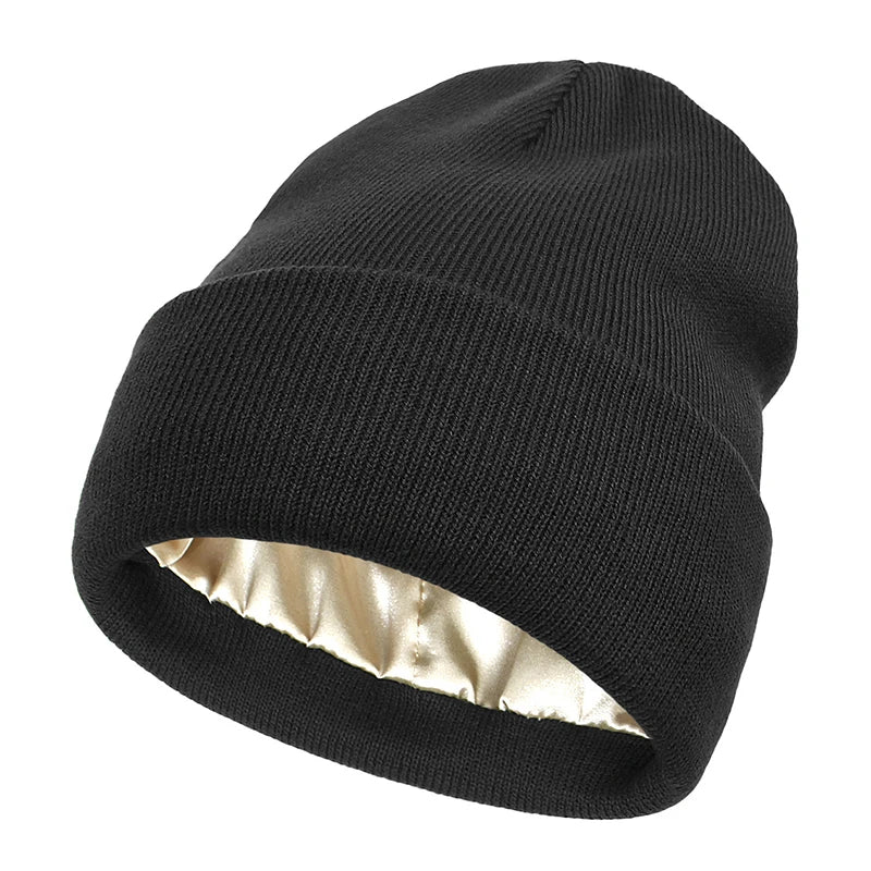 Elegant Satin-Lined Winter Beanie for Women