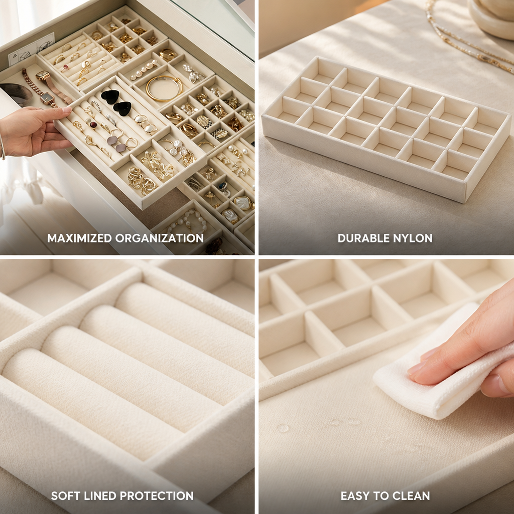 Textured Nylon Segmented Jewelry Organizer Tray (35cm Insert)