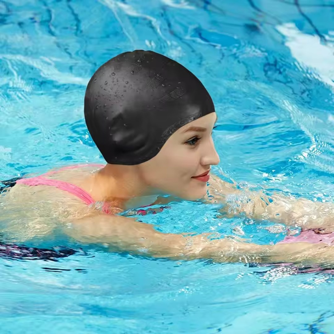 Premium Silicone Swim Cap with Ear Coverage – AquaGuard Design