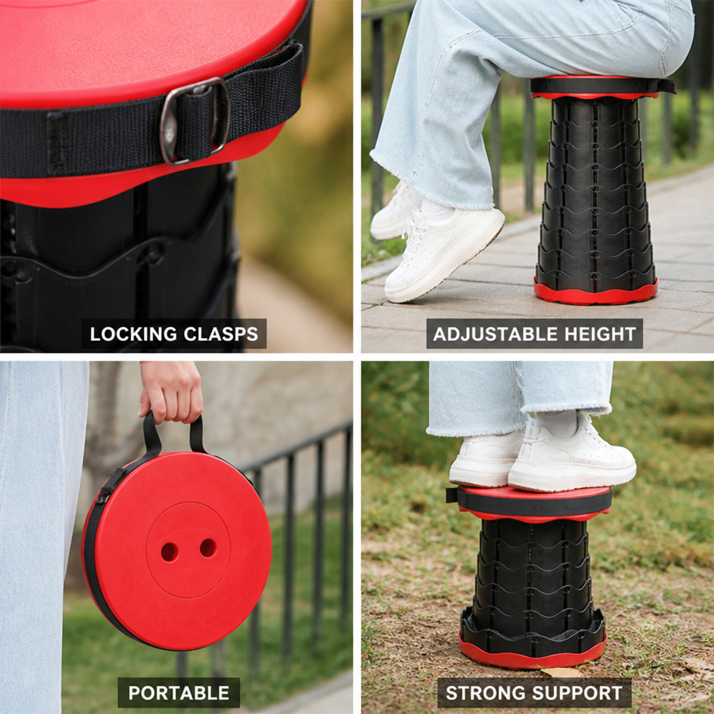 Height-Adjustable Outdoor Folding Chair with Locking Clasps