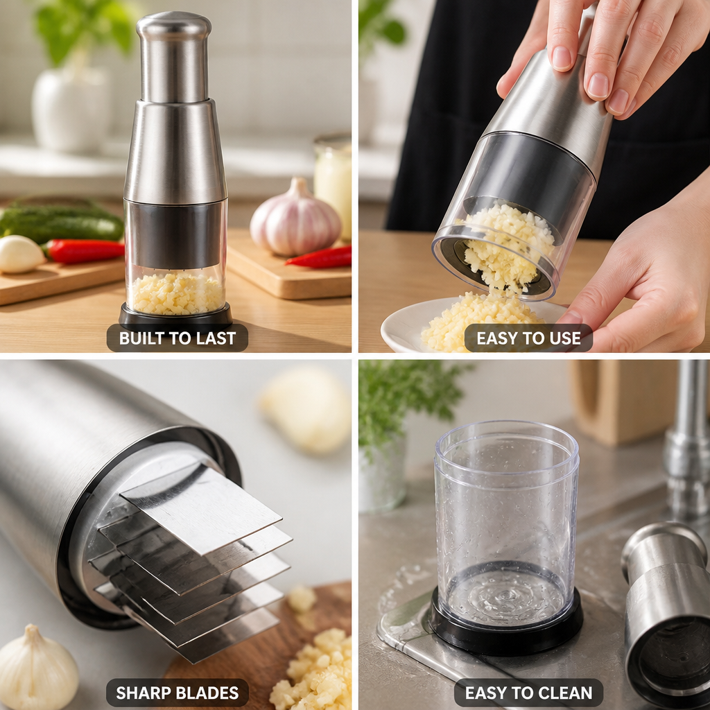 Integrated Bowl Kitchen Chopper with Stainless Steel Blades