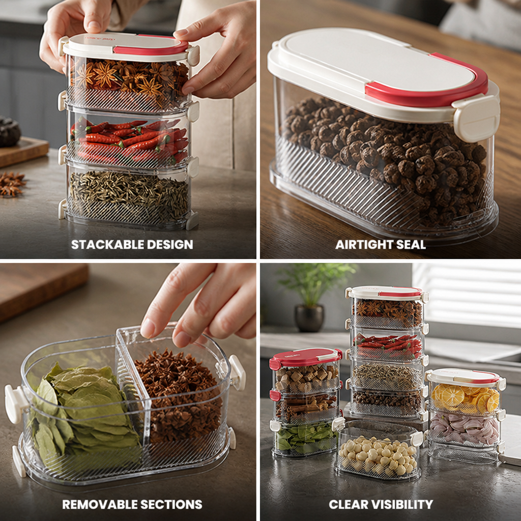 Transparent & Stackable Spice Organizer (Set of 2)