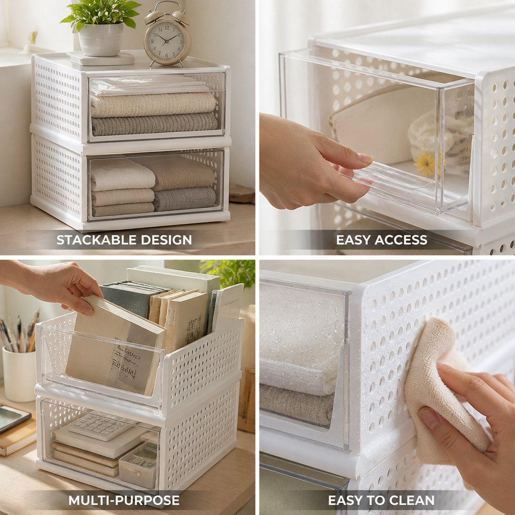 Stackable Clear Plastic Closet Organizer