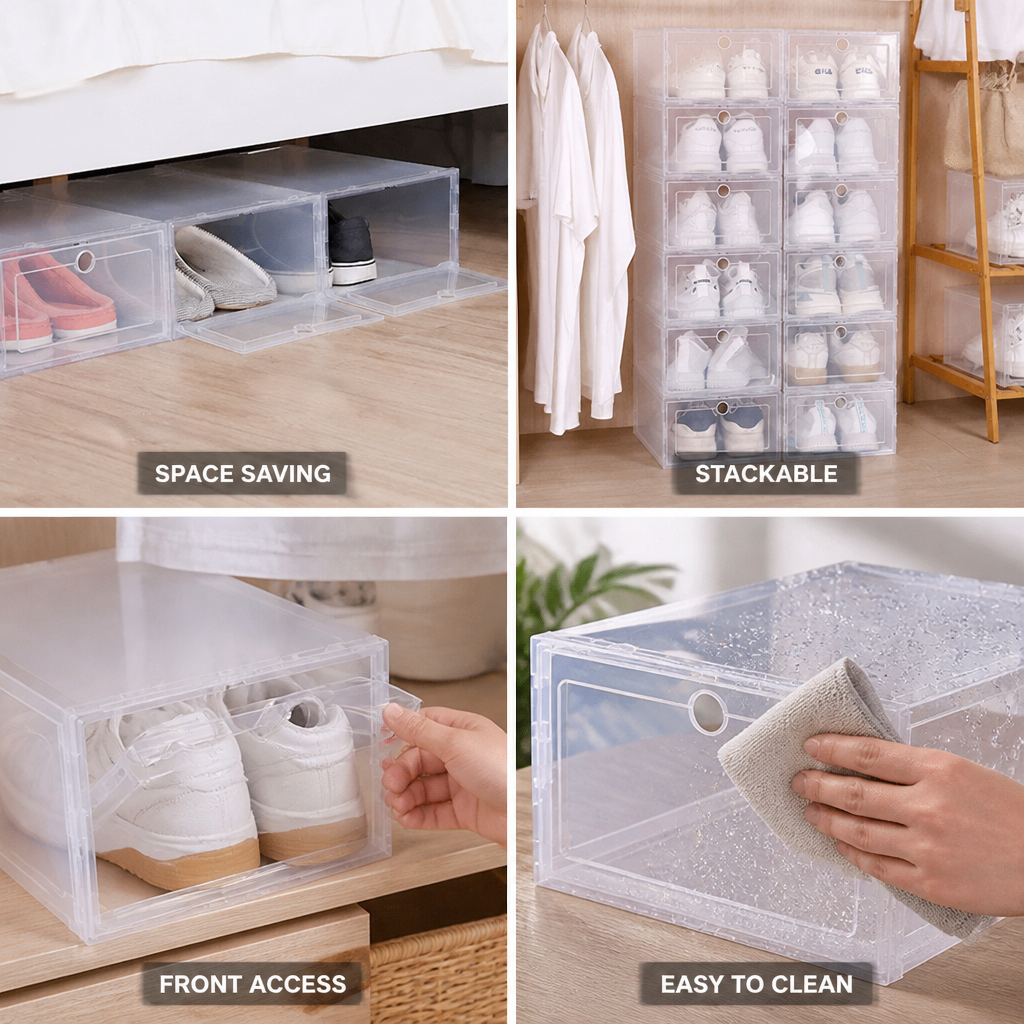 Clear Front-Opening Shoe Storage Box