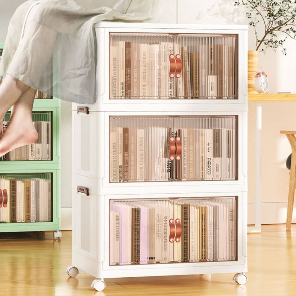 Versatile Stacking Storage Bins with Transparent Fronts