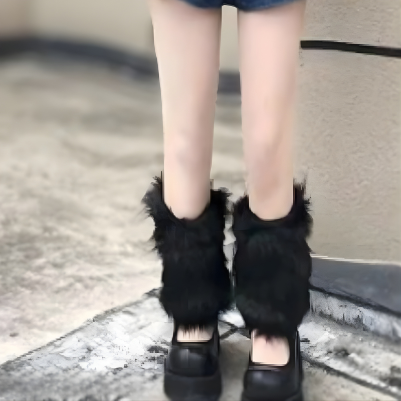 Chic Faux Fur Winter Leg Warmers for Stylish Comfort
