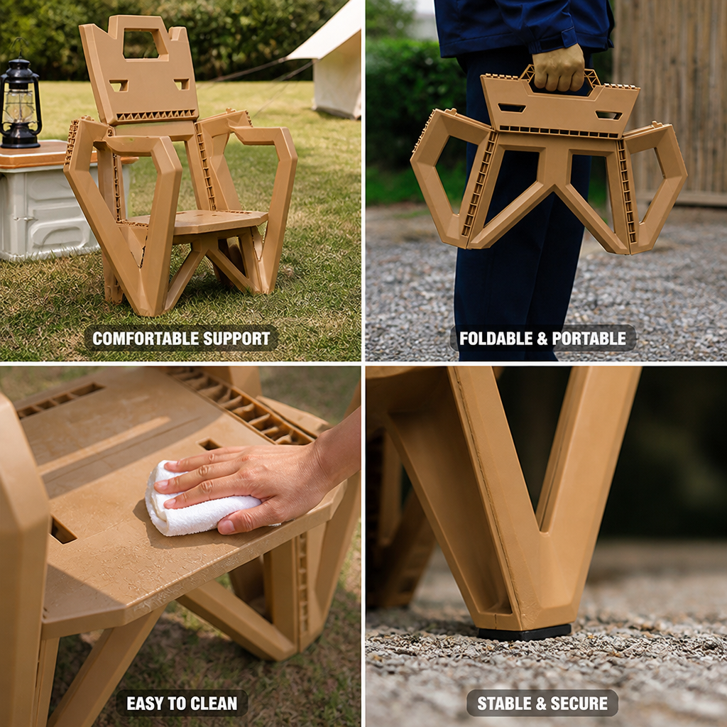 High-Back Portable Folding Outdoor Chair (Curved-Arm)