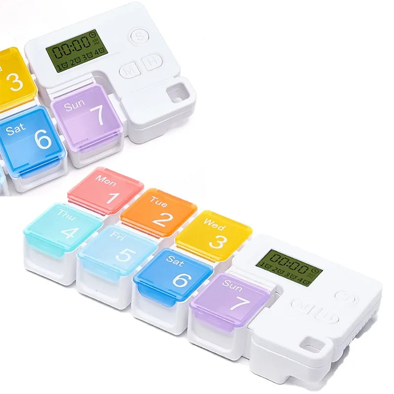 MedAlert Organizer Pro – 7-Day Pill Reminder & Storage System