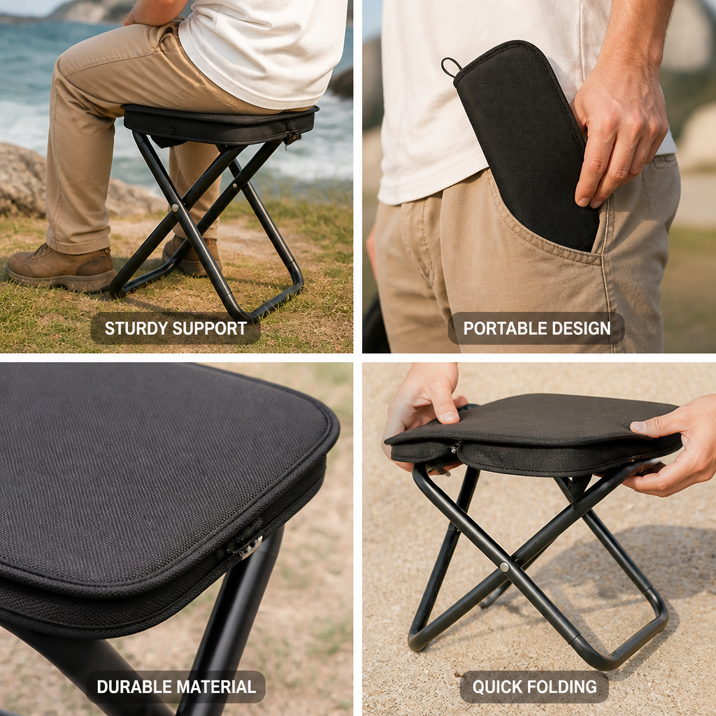 Collapsible Oxford Cloth & Perimeter Steel Frame Camping Chair