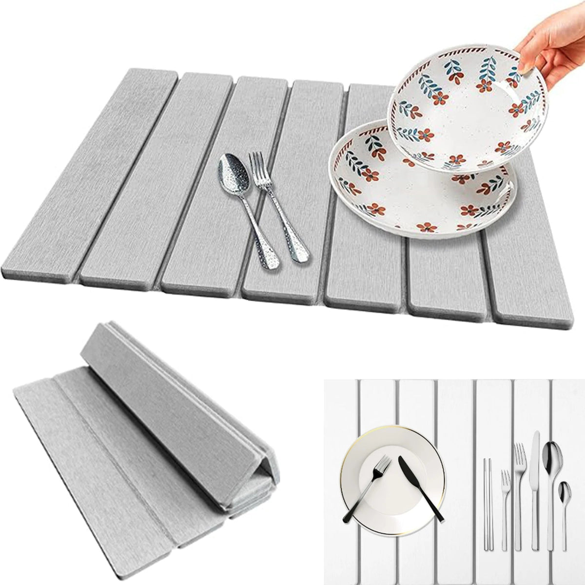 AquaGuard Dish Drying Pad – Ultra Absorbent Quick-Dry Mat for Kitchen