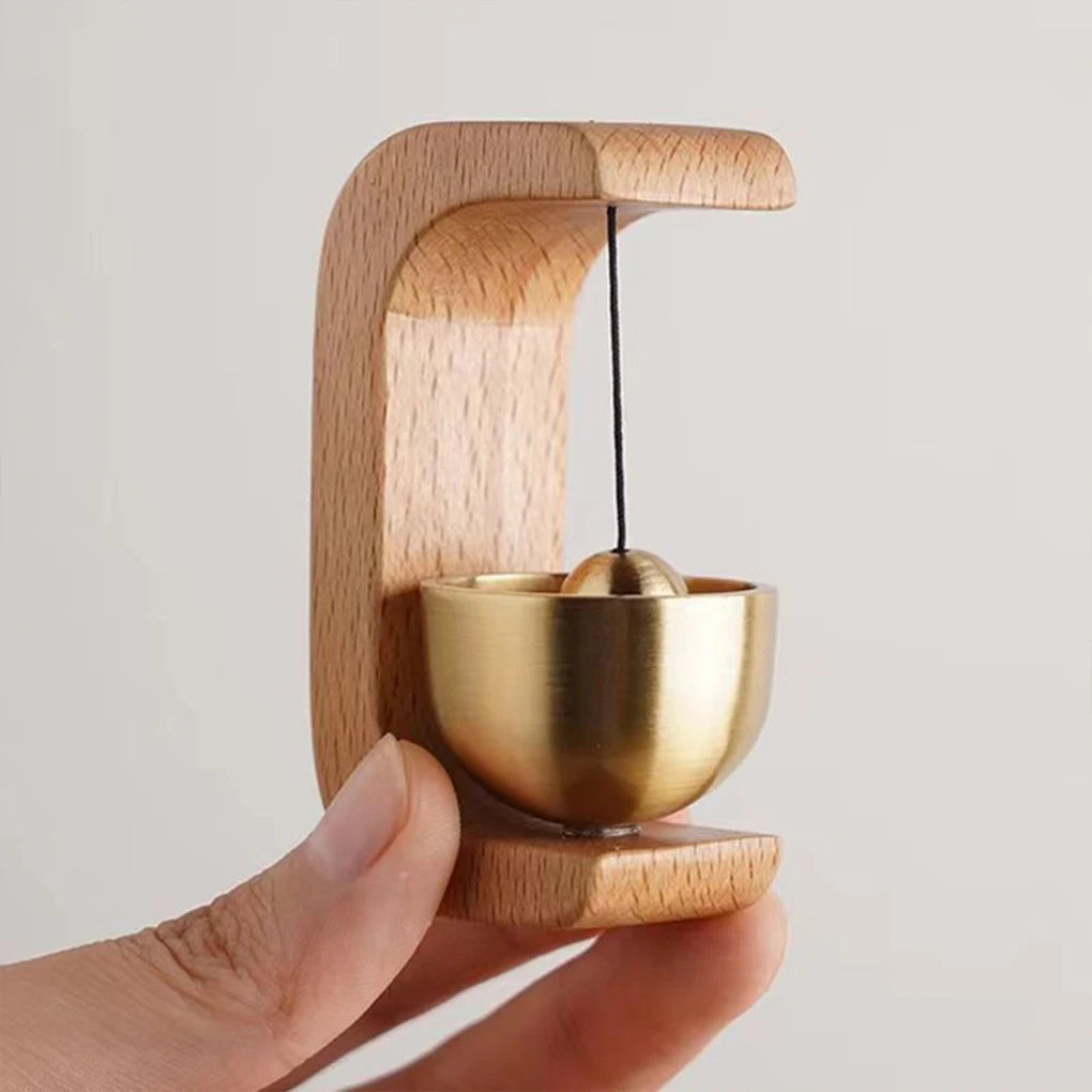 Elegant Wireless Doorbell with Brass Tone and Wooden Design