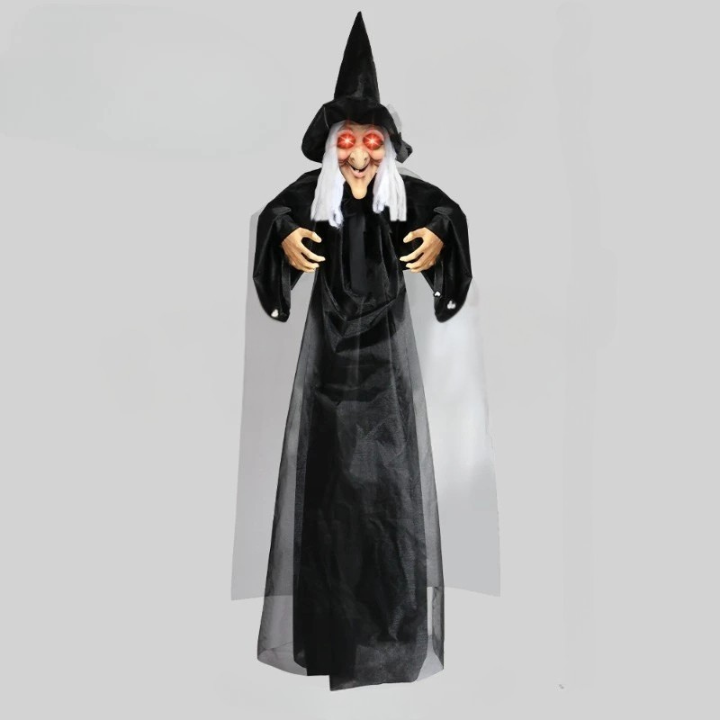 71-Inch Spooky Animated Witch with Glowing Red Eyes
