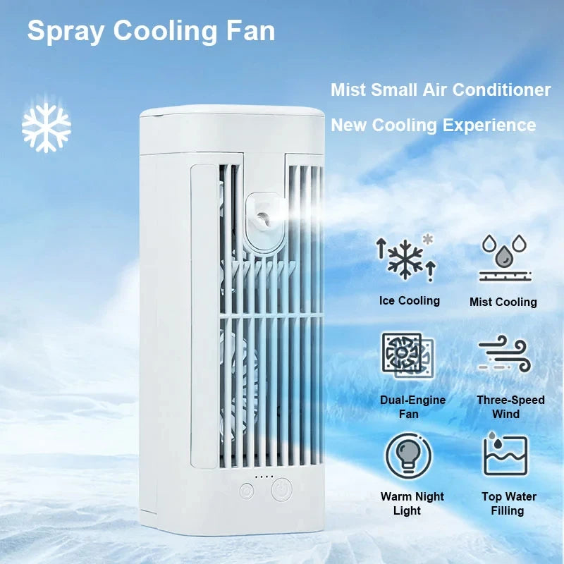Compact Desk Air Cooler with Humidifier and LED Light