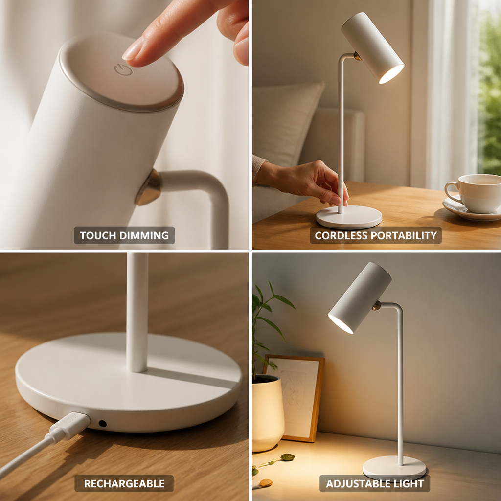 Rechargeable Cordless Touch-Dim LED Table Lamp
