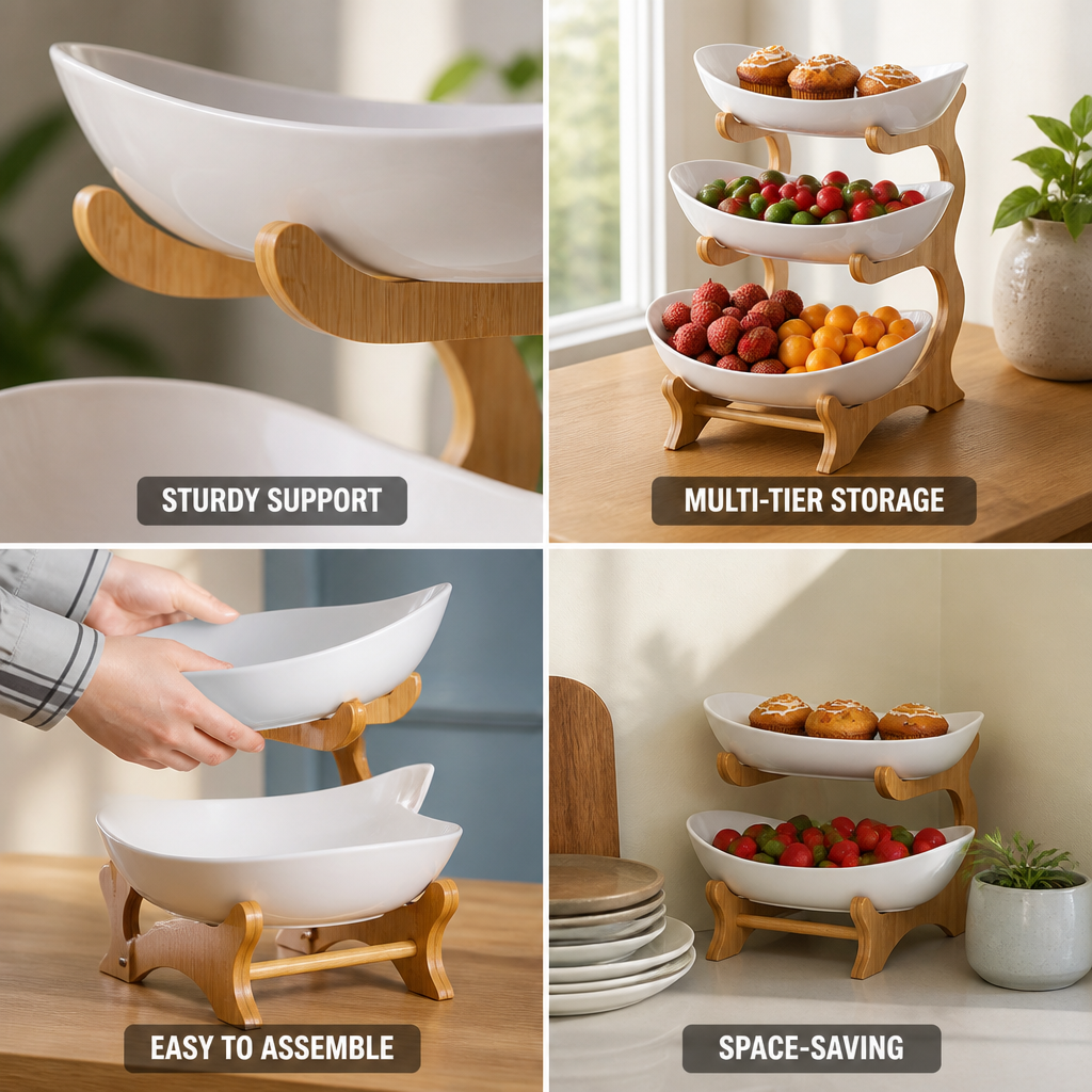 Space-Saving Tiered Plastic Fruit Bowl (2–3 Layers)