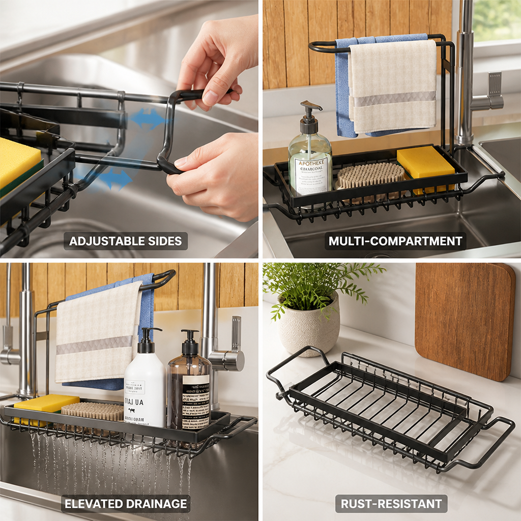 Adjustable Multi-Compartment Sink Organizer