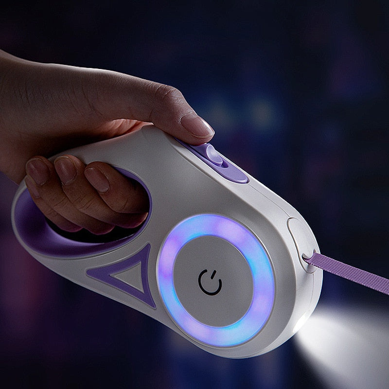 Illuminated Retractable Dog Leash for Safe Night Walks