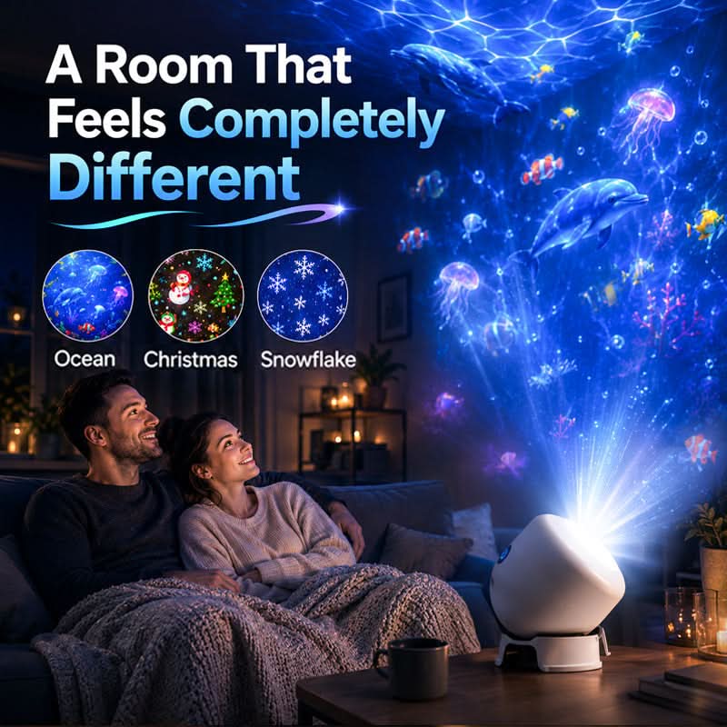 AuraSphere – Enchanting Rotating LED Projector for Your Space