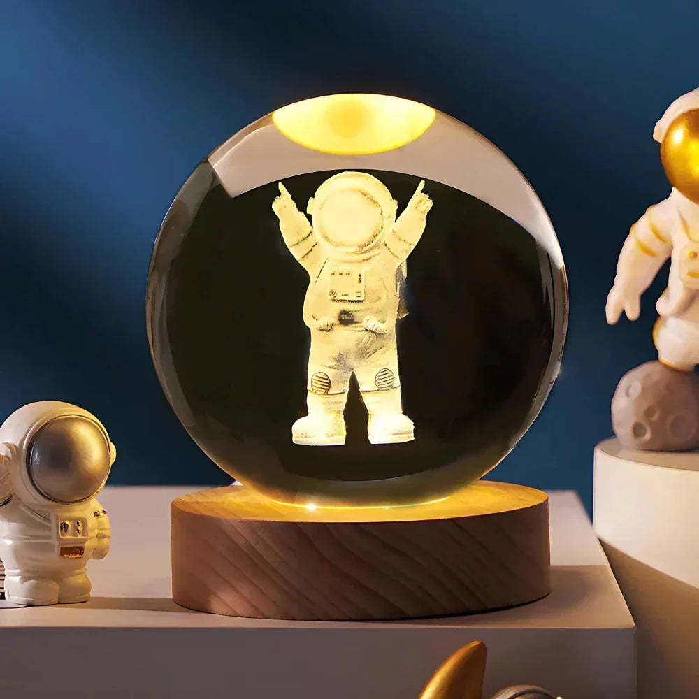 Celestial 3D Crystal Sphere with Engraved Design