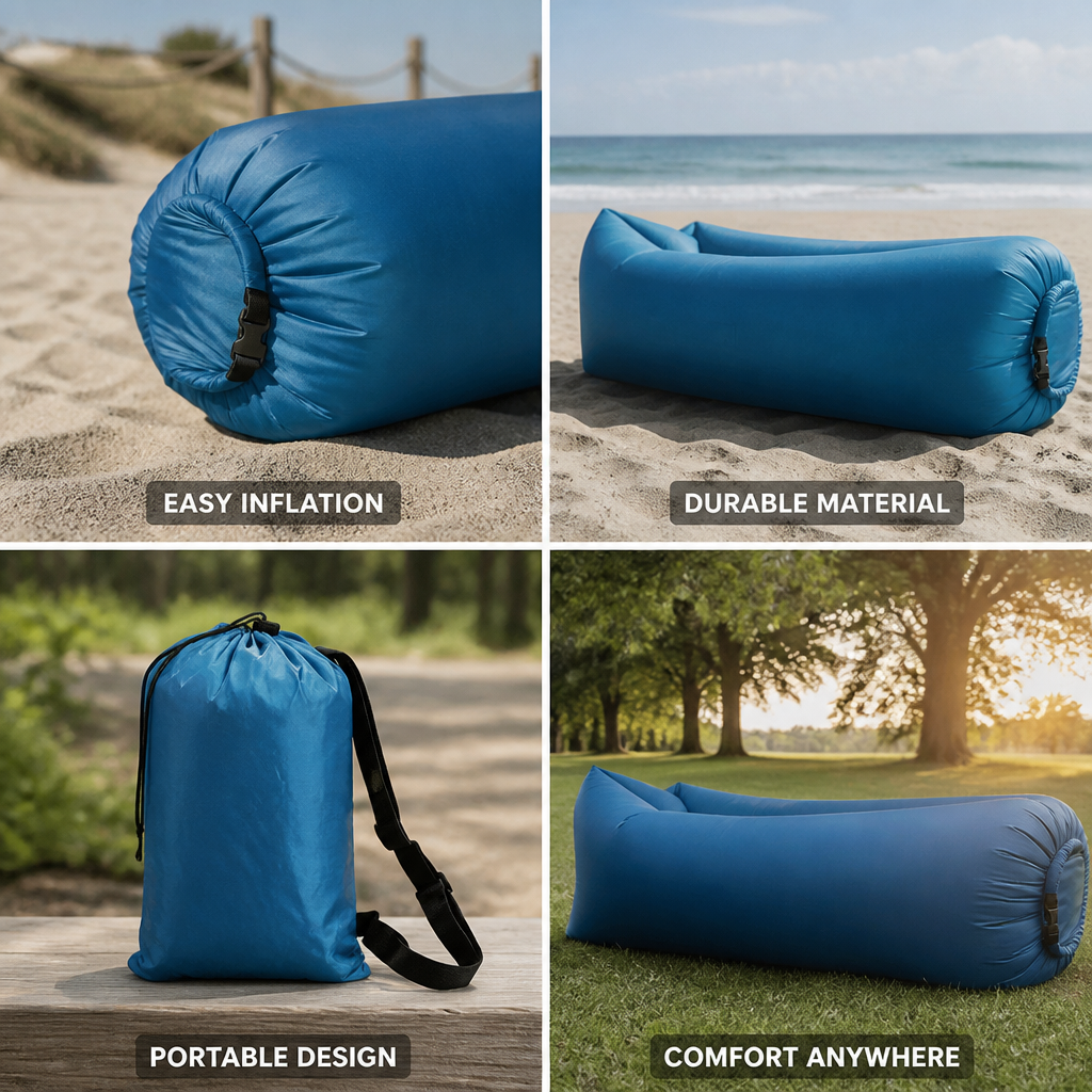 Tubular Bench Inflatable Lounger (Polyester, Carrying Bag)