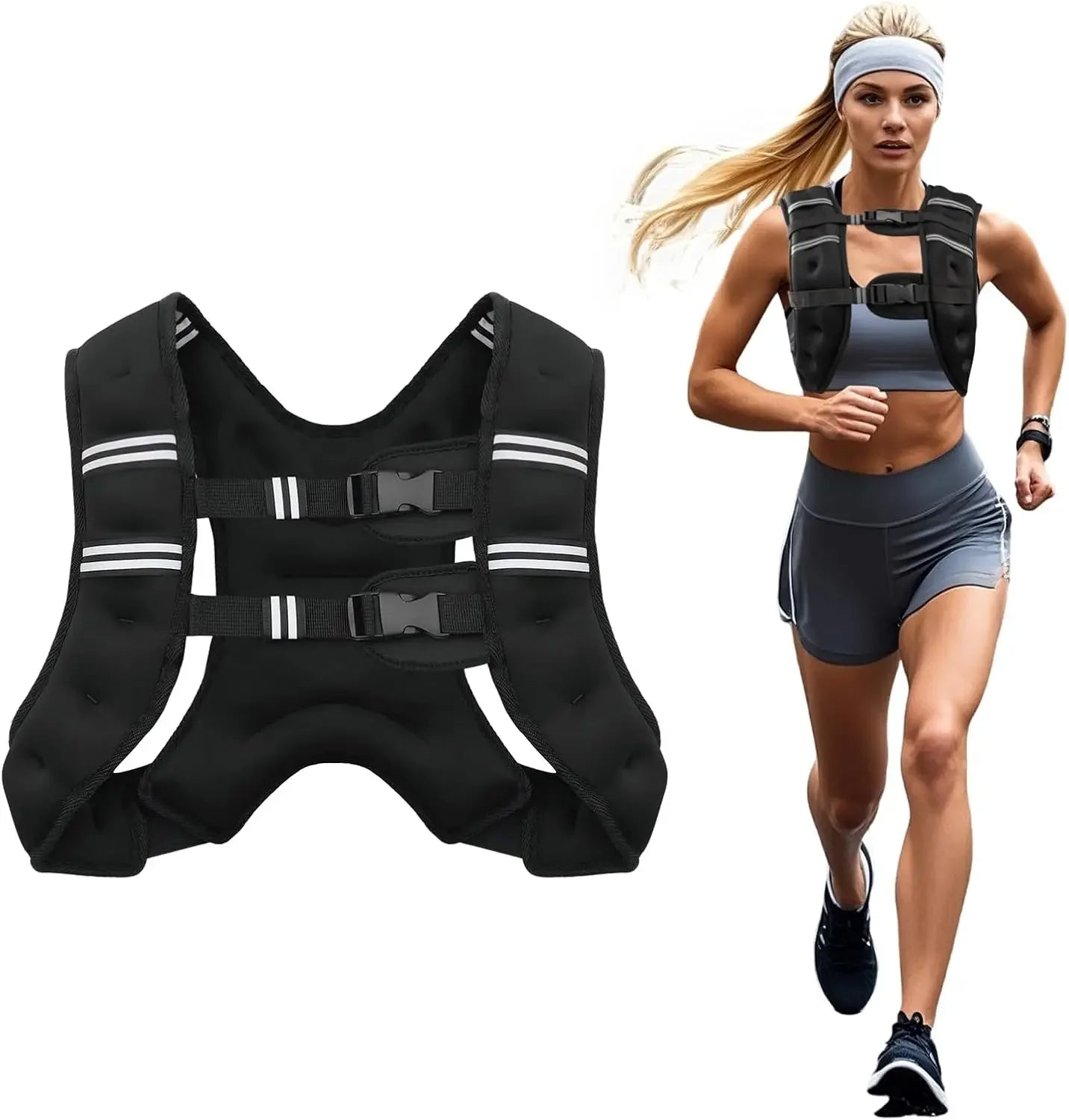 Versatile Fitness Vest with Reflective Trim and Adjustable Weight