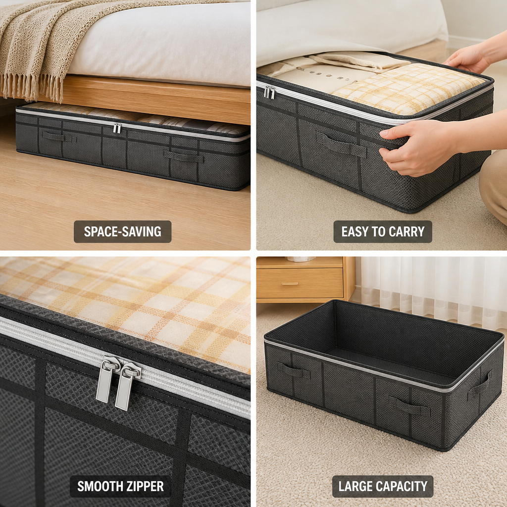 Foldable Large-Capacity Non-Woven Underbed Organizer (Top Zipper)