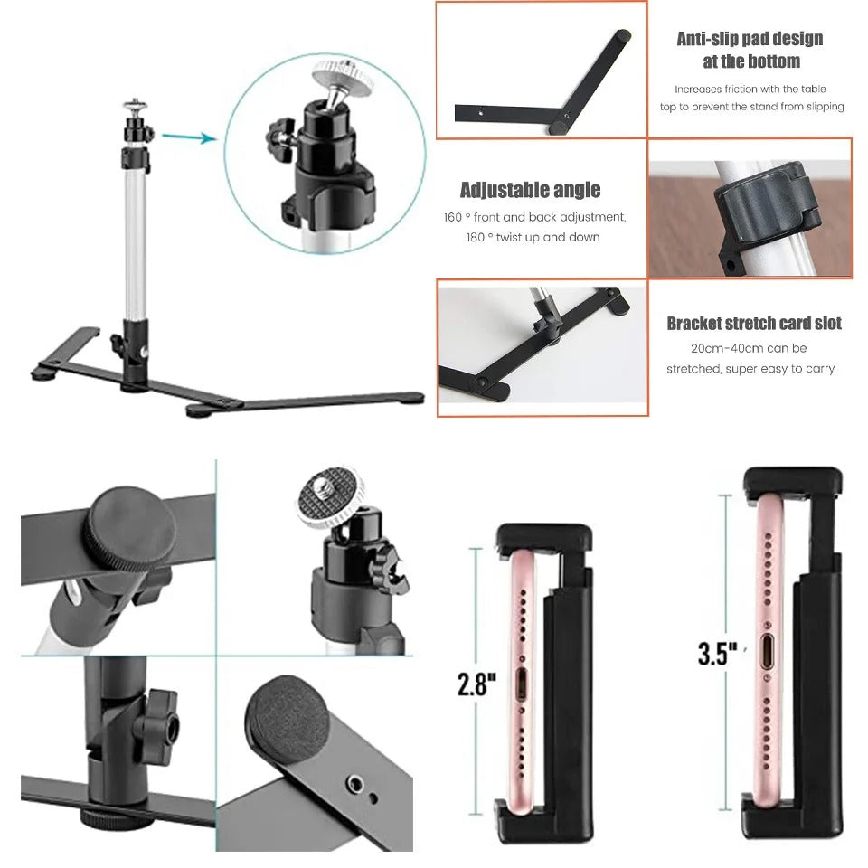 Adjustable Ring Light Stand with Universal Phone Holder