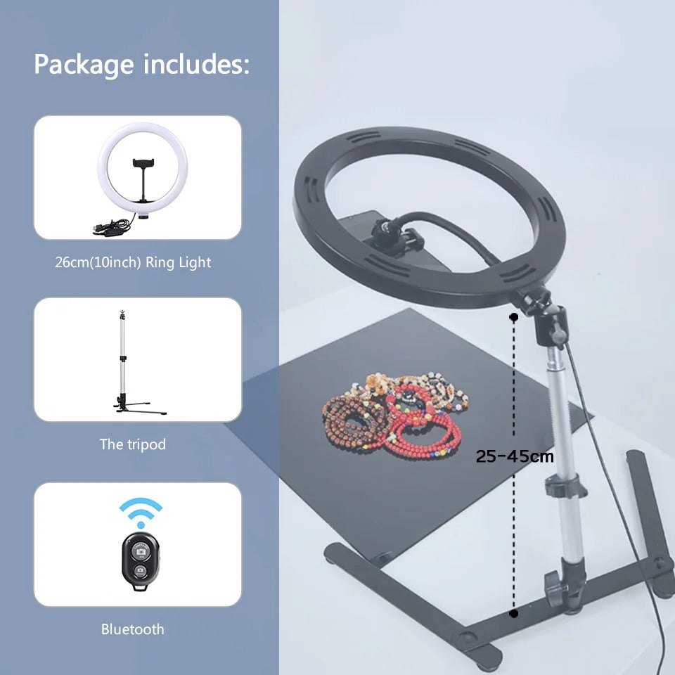 Adjustable Ring Light Stand with Universal Phone Holder