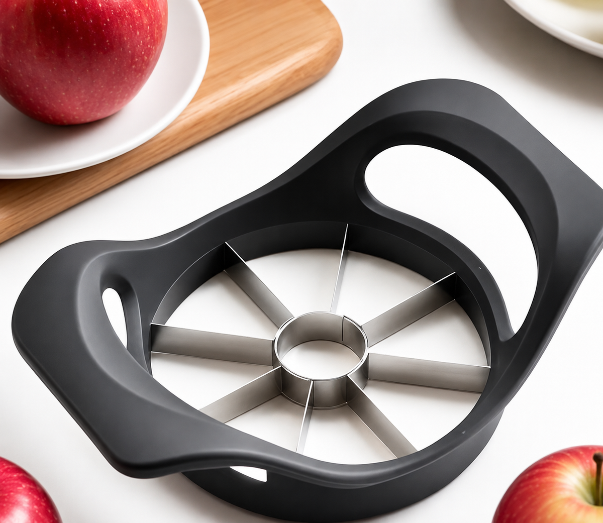SwiftSlice Pro Stainless Steel Apple Cutter | 8-Blade Precision Slicer for Effortless Fruit Prep