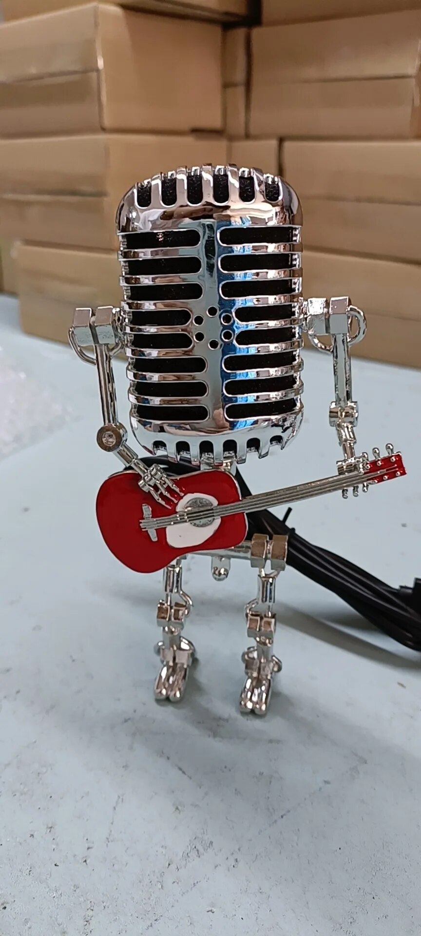 Robot Lamp with Microphone Design and Guitar Accent