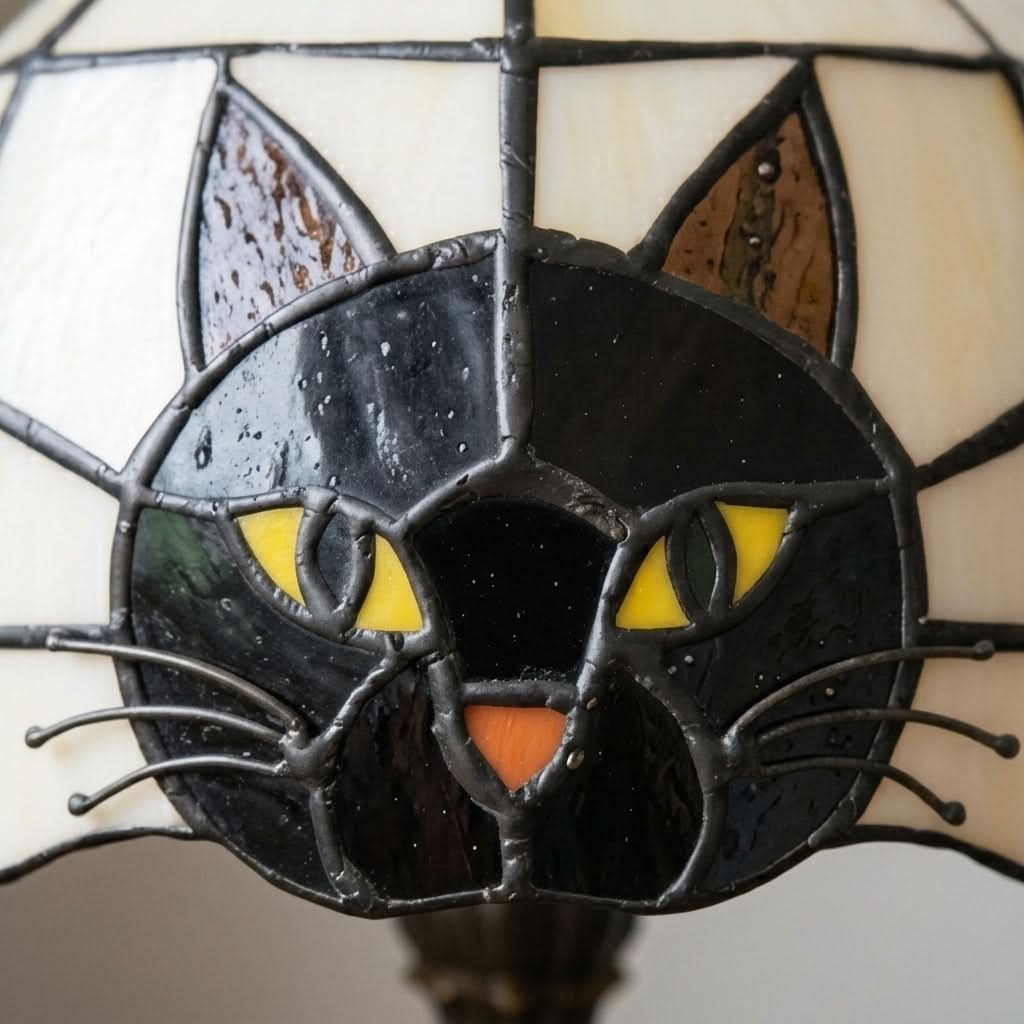 WhiskerLight – Artistic Cat Stained Glass Lamp