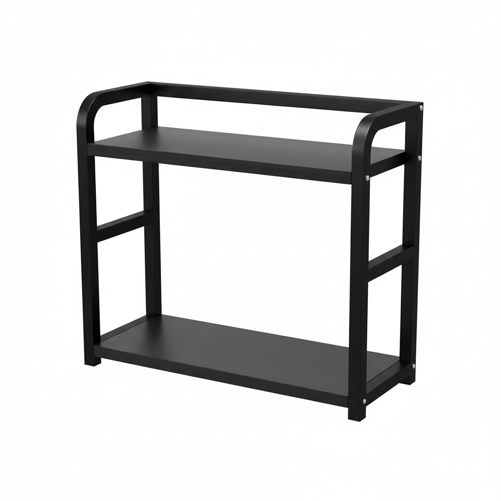 Stylish 2-Tier Metal and Wood Countertop Storage Solution