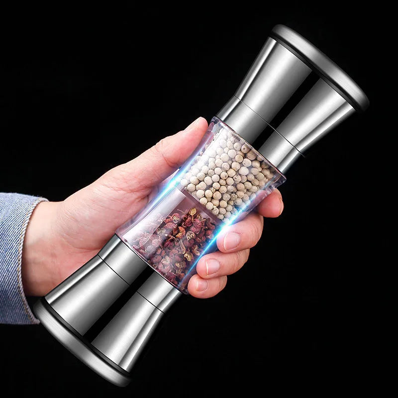 Dual-Function Stainless Steel Spice Dispenser with Adjustable Grind