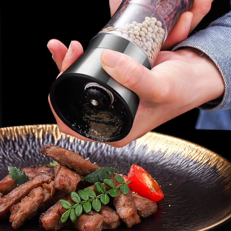 Dual-Function Stainless Steel Spice Dispenser with Adjustable Grind