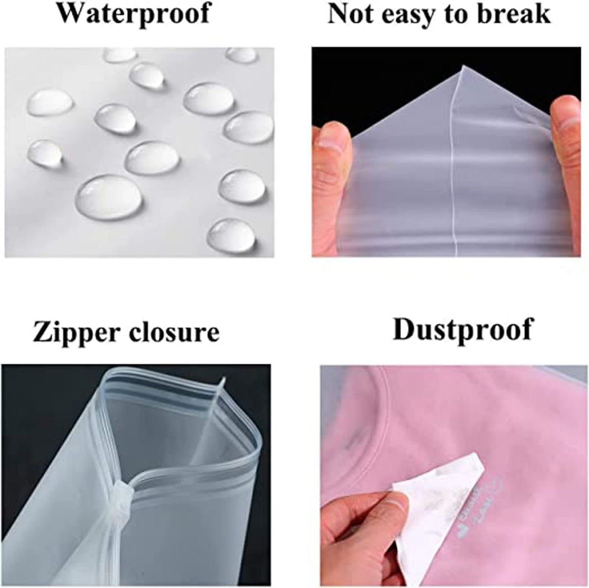 Frosted Zip Storage Bags – 20 Count Plastic Clothing Protectors (Buy 2, Get 1 Free)