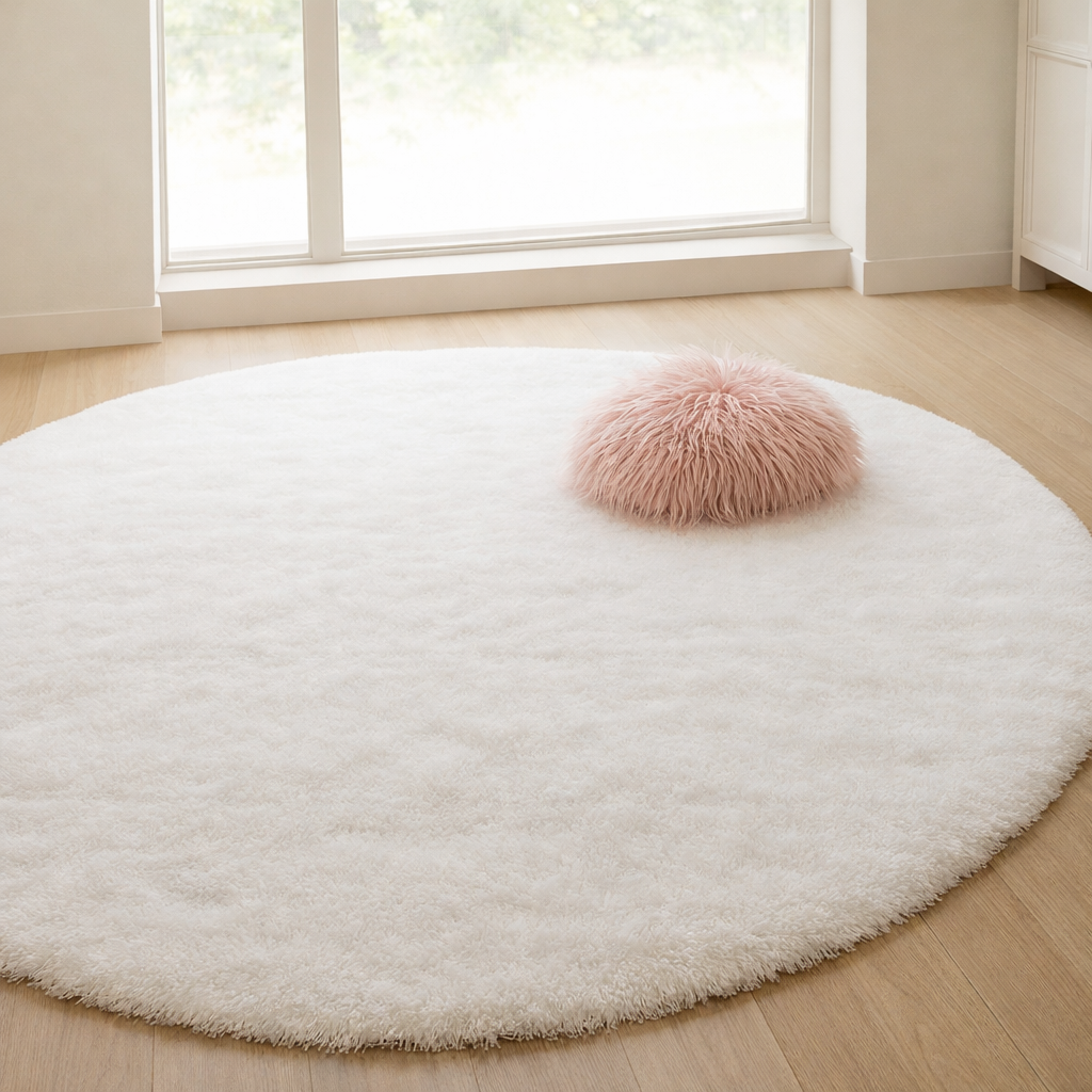 Elegant Round Area Rug in Luxurious Silk-Wool Blend