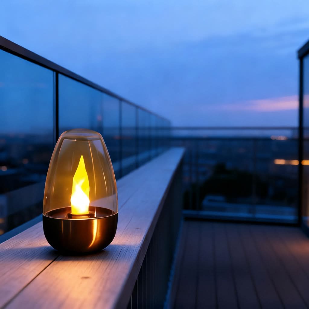 LumiGlow – Solar-Powered Stainless Steel Candle with Flickering Flame