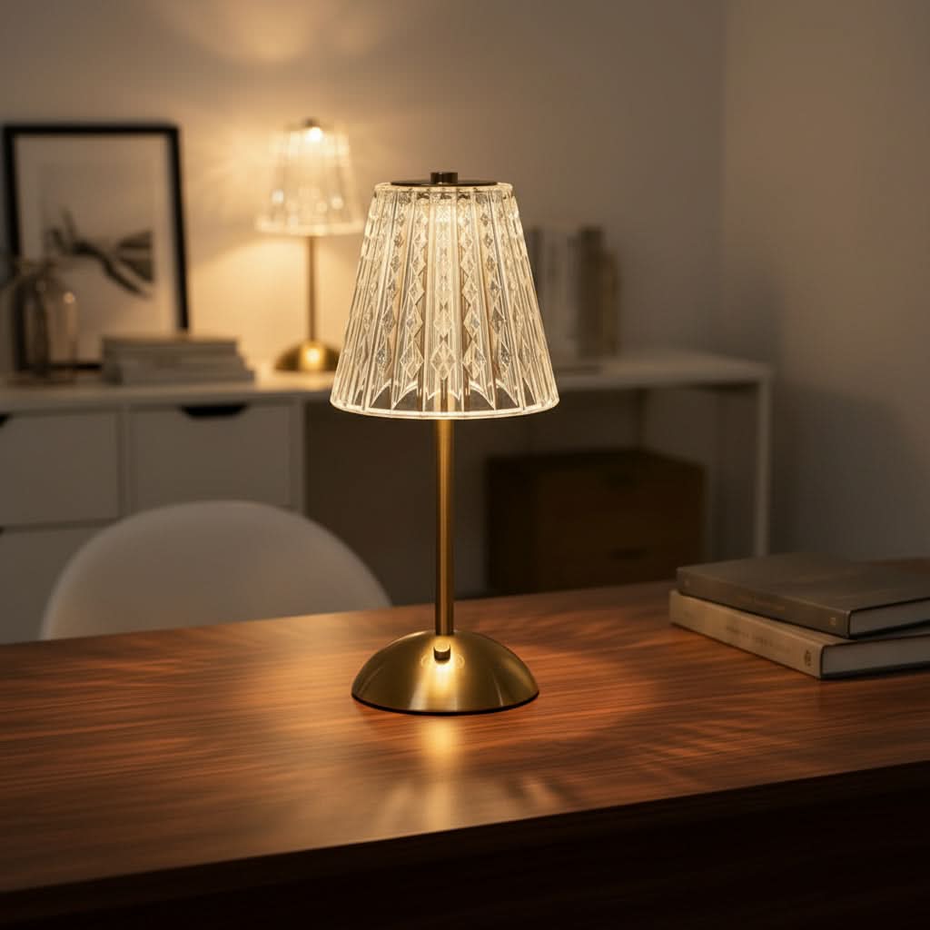 LuxeGlow – Rechargeable Golden Table Lamp for Stylish Ambiance