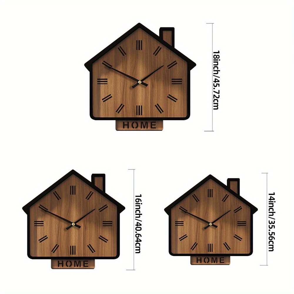 Charming Cottage Shaped Wooden Wall Timepiece