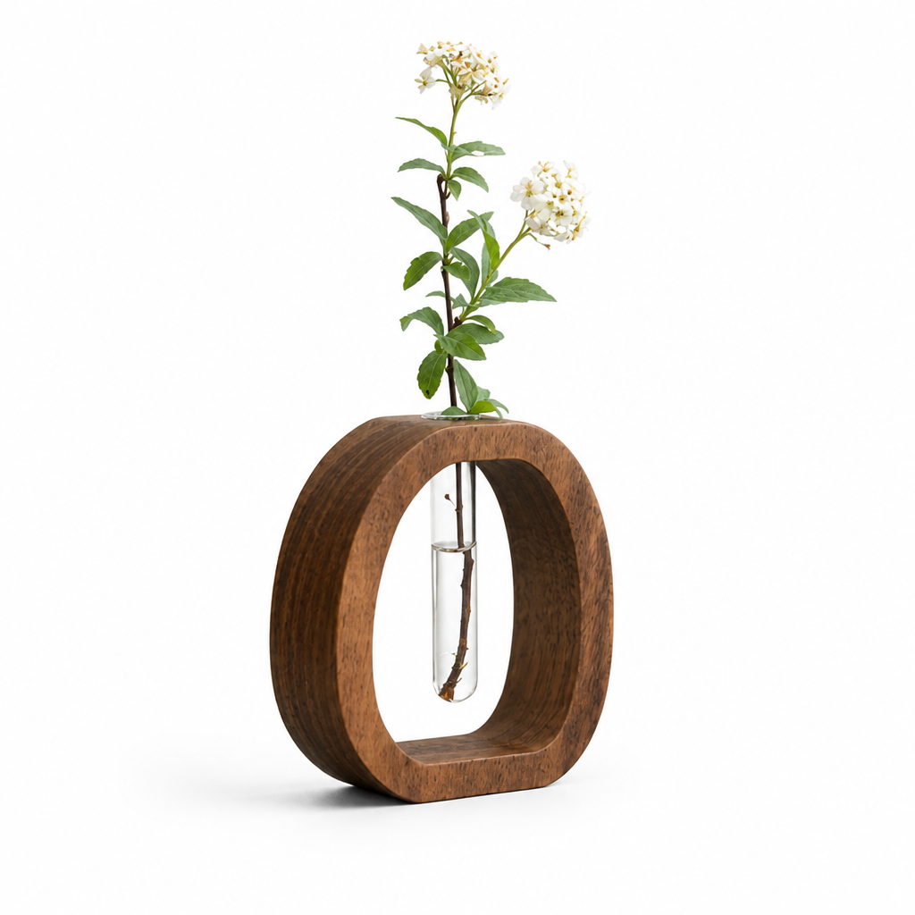 Wood & Glass Wall Vase (Detachable Tube)