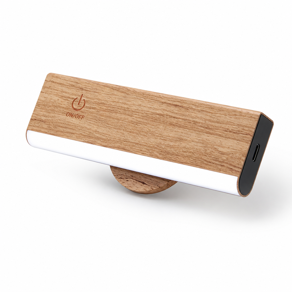 Solid Wood Touch Control Wall Lamp (USB Port)