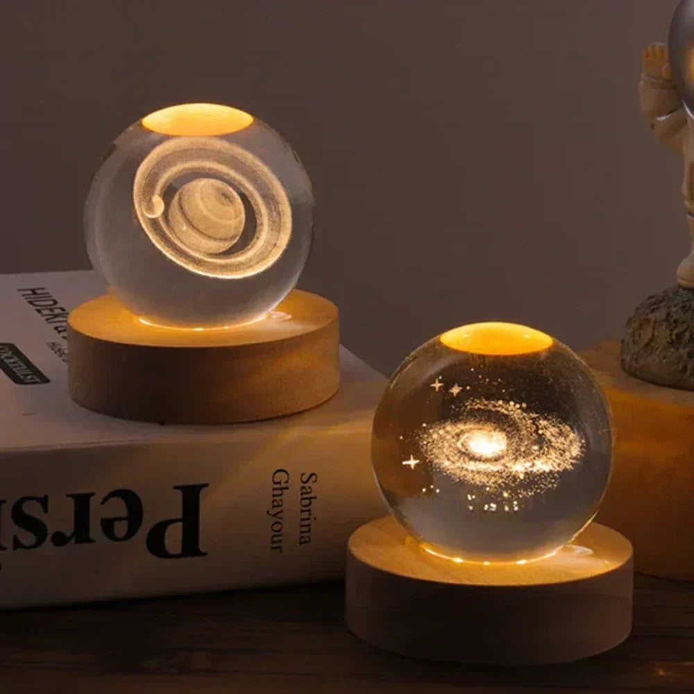 Celestial 3D Crystal Sphere with Engraved Design
